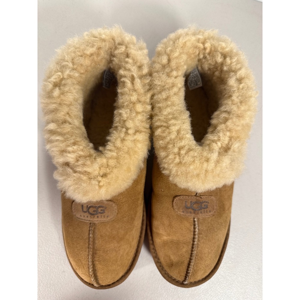 UGG Australia Tasman Suede Sheepskin Slippers Chestnut Brown Lug Sole Mens 9 - Picture 2 of 11
